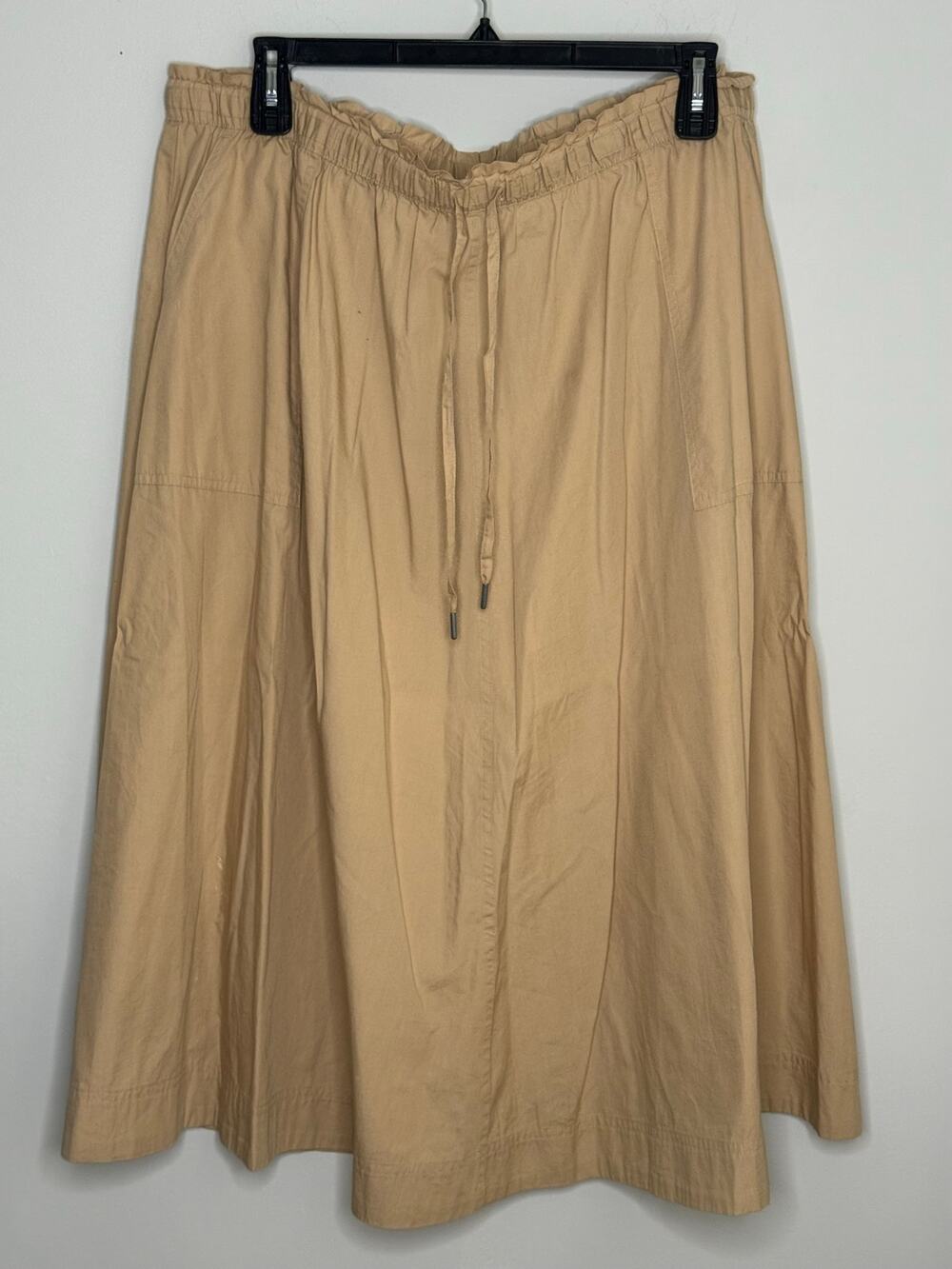 Marks and Spencer Beige Cotton A-line Circle Drawstring Midi Skirt US18 Utility